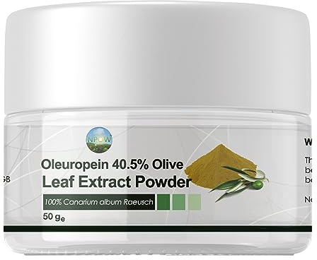 NPOW Oleuropein an Antioxidant Polyphenol from Olive Leaves Oil - 40.5% Olives Leaf Extract, Natural Olive Leaf Powder - Vegan & Non-GMO - 50g