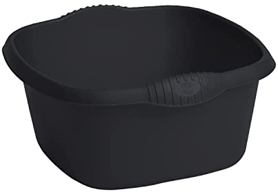 JMS we create smile - 32cm Square Plastic Kitchen Washing Up Bowl | Multipurpose Square Kitchen Sink & Mixing Container Plastic Bowl (Midnight Black/Dark Grey)