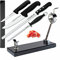 Juego Profesional de Soporte Jamonero Plegable en Acero Inoxidable y Cuchillos 3 Claveles, Funda y Chaira (DENALI Negro)