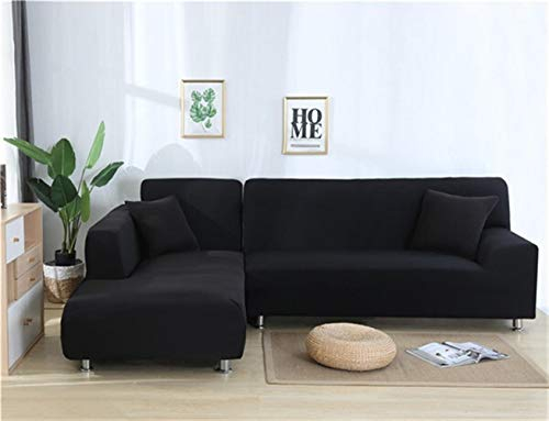 Fest Farbe Enge Wrap Elastic-Sofa-Abdeckung benötigt 2 Stück bestellen Sofa-Abdeckung Wenn L-Stil-Ecksofa Capa De Sofa Sofabezug 226 (Color : Black, Specification : 2 Seat 145 185cm)