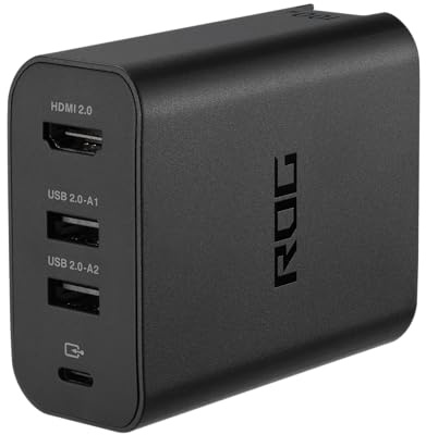 ASUS ROG 100W Charger & 1,5m USB-C Kabel | bis zu 100W Gesamtleistung | 3 USB Anschlüsse | 1 HDMI Anschluss | kompakt und leistungstark | Black