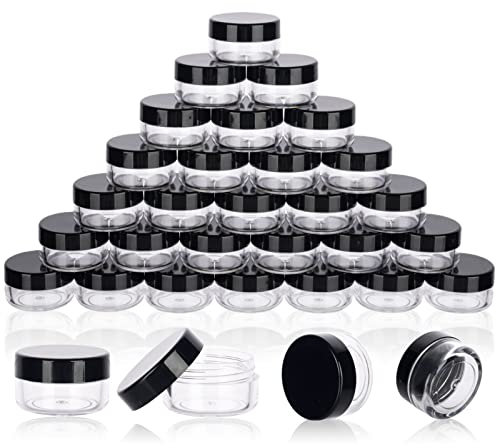 Lot de 50 pots d'échantillons de 5 g avec couvercles, 50 pots d'échantillons de 5 ml, récipients vides avec couvercles, petits contenants de maquillage pour paillettes, lotion, crème, perles, avec
