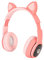 Écouteurs de Jeu Cat Ear, écouteurs Bluetooth Antibruit Mignons Roses avec Lumière LED, Prise en du Mode sans Fil Filaire, Bandeau Réglable Pliable sur Les écouteurs