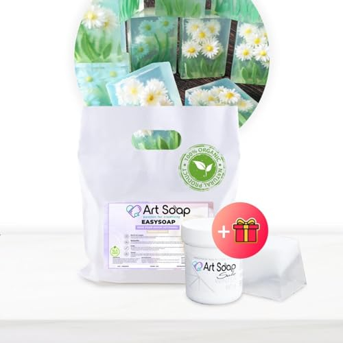 Resin Pro ArtSoap EasySoap – Basis für handwerklich hergestellte Seifen, 1 kg, transparent mit Farbstoff in Winterweiß, Geschenk, Basen für die einfache, sichere und vielseitige, Seifenbasis