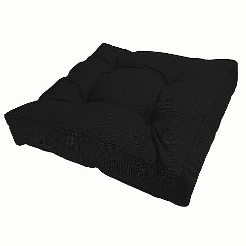 POKAR Loungekissen Sitzkissen Sitzauflagen Stuhl Stuhlkissen für Stuhl Rattanmöbel Gartenmöbel Kissen Outdoor Sitzpolster Lounge Polster 60x60x10 cm, Schwarz