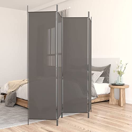 Natulvd Stoff Raumteiler, Faltbarer Sichtschutz, 200 cm hoch Trennwand für Home Office Krankenhaus Schule Wohnheim, Raumtrennung Trennwand - Anthrazit - 4-Panel