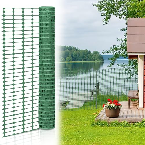 Eulenke Clôture de 50 m, hauteur 100 cm, clôture de délimitation mobile, filet de protection en plastique, filet de sécurité, clôture de capture, filet de clôture polyvalent, vert, 1 rouleau de 50 m