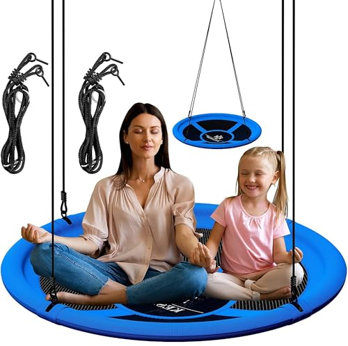 KESSER® Columpio para niños, Columpio Redondo, soporta hasta 300 kg, Ajustable, Columpio de jardín, Columpio Infantil, para Interior y Exterior, para niños y Adultos, 60 cm, Azul