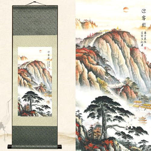 Newscz Wandschmuck für Schlafzimmer, Heimdekoration, Zubehör, Wohnzimmer, Seidenrolle, Landschaftsmalerei, ästhetische Raumdekoration, Kunstwerk, Poster, Wandteppich, Wandbehang für Zuhause, Küche,
