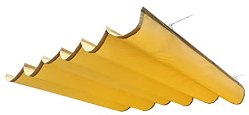 Rétractable Store À Vagues Pour Patio, Pergola Voile D'ombrage Avec Système De Poulie, Auvent Imperméable Stores Solaires Couverture Pour Terrasse Extérieure ( Couleur : Jaune , Taille : 3.94x9.84ft )
