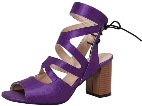 CUTEHEELS Sandali estivi da donna con lacci con tacco alto e punta aperta, Lilla, 41 EU