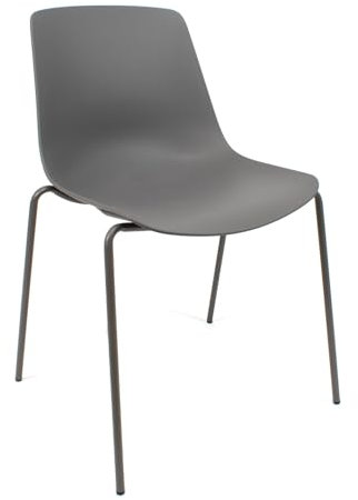 THE SECRET HOME - Conjunto de 1, 2 y 4 Sillas en Polipropileno y Metal - Asiento de Diseño Ideal para Comedor y Cocina - 55 x 82 x 51 cm - Color Negro (1, Gris Oscuro)