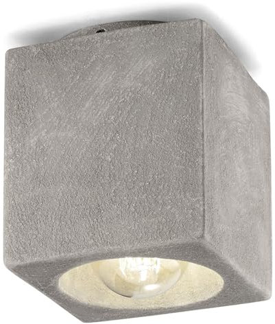 Licht-Erlebnisse Deckenspot Beton-Optik eckig B: 12 cm H: 15 cm Keramik klein E27 Aufputz Modern Downlight Küche Flur Deckenleuchte Wohnzimmer