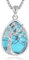 EUDORA Harmony Ball Collana con Albero della Vita da Donna, Collana con Ciondolo Albero della Vita in Argento Sterling 925 con Turchese, Regalo per Mamme e Signore, 22