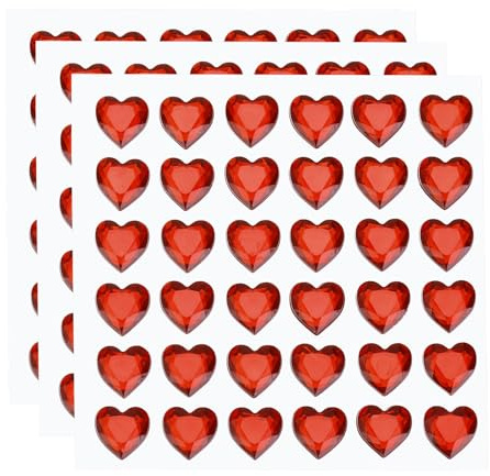 QUARKZMAN 108 Stück Herz-Rhinestone 10mm Selbstklebende Strasssteine Rot | Strasssteine Schmuckaufkleber für Schmuckherstellung, Valentins-Make-up, DIY-Basteln