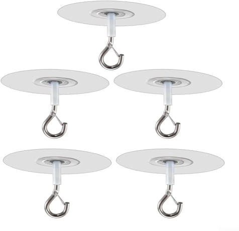 HEBEOT 5Pcs Net Ceiling Hooks and Wall Hooks for Hanging Plants, Wind Chimes, Lights