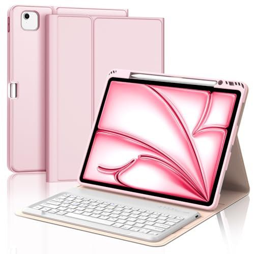 Occtingkind, Tastiera per iPad Air 13 2024 (M2)/ 2025(M3), Custodia con Tastiera per iPad Air 13, Cover Magnetica Staccabile Bluetooth Keyboard per iPadAir 13, Italiano Layout, USB C, Rosa