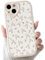 NITITOP Kompatibel mit iPhone 15 Hülle Niedliches Design mit Blumen Rosa Weiß Liebevoll Gestaltet für Damen und Mädchen Weiches Silikon Stoßfestes - Blumen Rosa Weiß