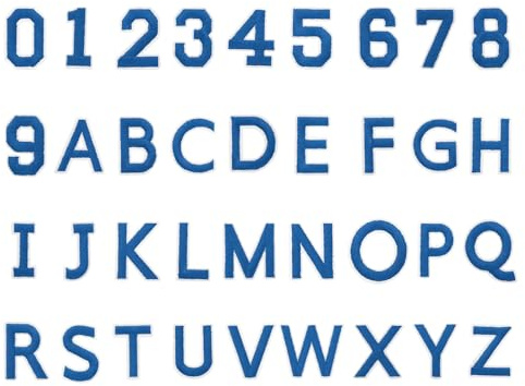 sourcing map 72 Pcs Iron on Letters and Numbers, 1.5 Inch A-Z Letter Patches and 0-9 Number Patches for Clothing Blue Iron on Numbers Small Embroidered Patches for Jacket Clothes Hat Sock DIY