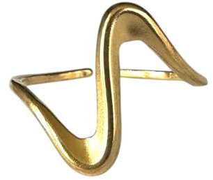 Positiva Jewelry Damen Wave Ring – Verstellbarer 18K Vergoldeter Edelstahlring | Wasserfester Goldring für Frauen