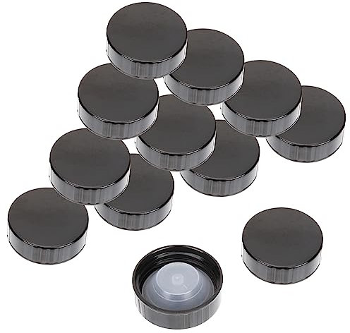 WOONEKY 12pcs Black Screw Cap Plastic Lids for Juice Bottles Wine Bottle Caps Home Brew Reusable Wine Making Supplies