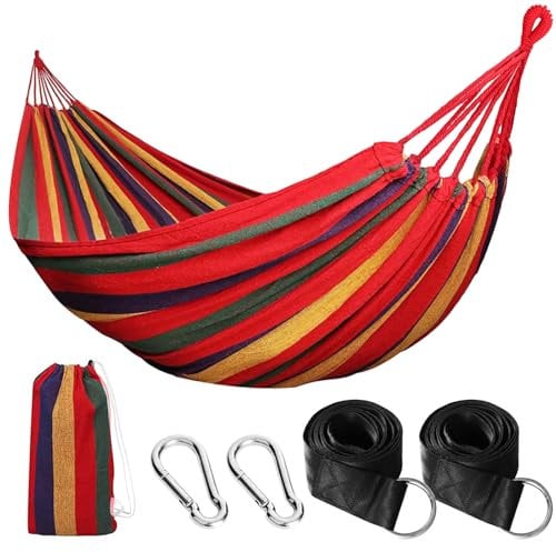 NXPZ Hamac de Camping Extérieur, Hamac Double 200x150cm, Capacité de Charge 250kg, avec Sac de Transport, Sangles en Nylon et Mousquetons, pour Camping, Jardin, Plage, Intérieur, Balcon, Voyage