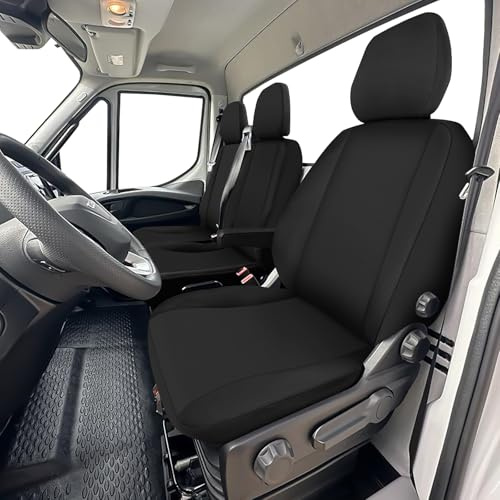 JUDANNA Sitzbezüge Auto für Iveco Daily VI 2014-2025 -2+1- Erste Reihe | Autositzbezüge Auto Schonbezüge Sitzbezüge Sitzschoner Sitzbezug Vordersitze, Schwarz