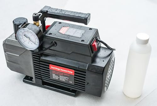 Hardy Tools Bomba de vacío de dos etapas con válvula de cierre y manómetro 2 CFM 1/3 HP 56 L/min HVAC AC R32