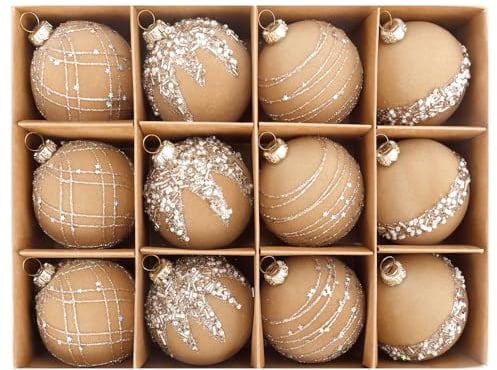 Weihnachtskugeln Samt,Weihnachtsbaum Kugeln,Christbaumkugeln,12 Stück Khaki,Weihnachtsdeko Kugeln Für Weihnachtsbaum,Draußen,Rasen,Hof,Hängende Baumdekorationen