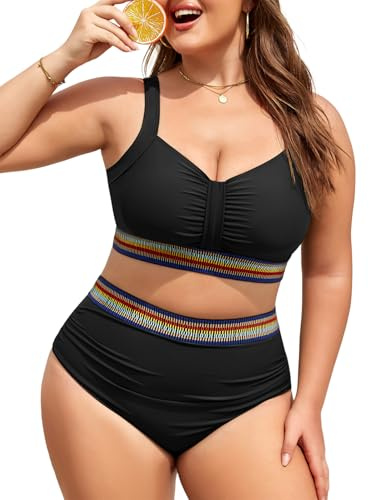 UMIPUBO Maillot De Bain Femme 2 Pieces Grande Taille Gainant Ventre Plat Push Up Cache Ventre Culotte Taille Haute Boheme Bikini Maillots Deux Pièces