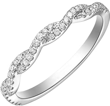 Wycian Silber Ringe Verlobung Diamond Ring 9K Weißgold mit 0,19 CT Diamant Größe 54 (17.2) Massiv, Nicht Plattiert Mode für Gattin Neujahr Schmuck