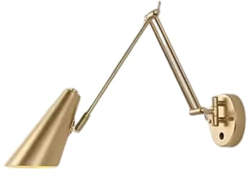 Jatwefiv Swing Arm Wall Light Dimmable Bedside wall lights Long Arm Rotation Reading Lamp E27 for Bedroom Readroom Reasturant,Gold,B2