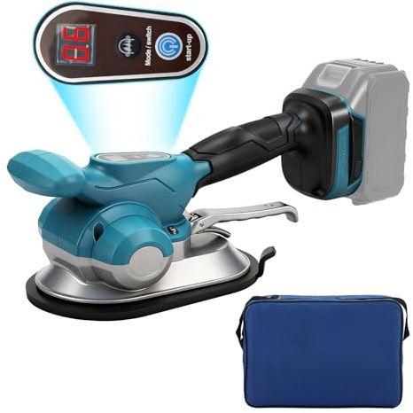 Cordless Tile Vibrator Compatible with Makita 18V Battery (No Battery) | Tile Tiling Machine, with 6 Adjustable Gears, 20cm Suction Cup, 200kg Adsorption, Digital Display and Cloth Bag