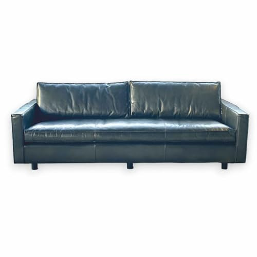 Casa Padrino Luxus Leder Sofa British Grün/Schwarz 215 cm - Leder Möbel