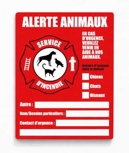 Stickers Pet Alert - signalez vos animaux en cas d'incendie (chien, chat, oiseau) (Sticker plaque)