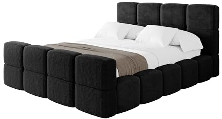 ALTDECOR Polsterbett mit Bettkasten und Lattenrost, Bett mit Matratze H3/H4, Kopfteil, Boxbett, Doppelbett mit Stauraum - NATA-Z 180x200 Schwarz