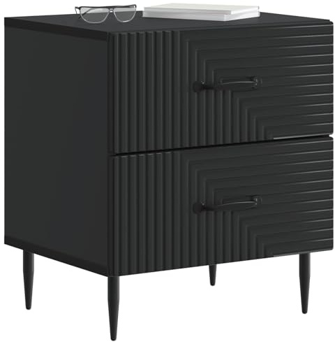 vidaXL Nachttisch 2 pcs Schwarz 43 x 34,5 x 47,5 cm Holzwerkstoff, Geräumiger Nachttisch, Vintage Bettseite, schicke Box für Schlafzimmer, Holz-Design zum Organisieren