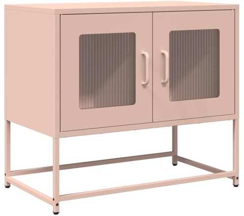 PUGYNBK Mobile TV rosa, 68 x 39 x 60,5 cm, in acciaio laminato a freddo, con pratiche maniglie e piedini in metallo, offre ampio spazio per stoviglie e oggetti per la casa, versatile
