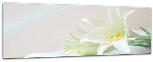 Bilderdepot24 Glasbild - Lilie Spa - 90 x 30 cm - Deko Glas - Wandbild aus Glas - Bild auf Glas - moderne Glasbilder - Glasfoto - Echtglas - kein Acryl - Handmade
