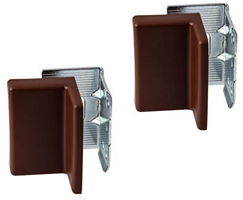 Gedotec Schrankaufhänger verstellbar Schrankhalter zum Schrauben | Abdeckkappe braun | Stahl verzinkt | Schrank-Aufhängung Tragkraft 150 kg | 2er Set - Befestigungen für Hängeschränke & Wand-Montage