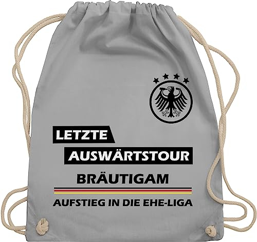 Shirtracer Turnbeutel Rucksack - JGA Junggesellenabschied Männer - Letzte Auswärtstour Bräutigam - Unisize - Hellgrau - auswärts polter rucksäcke jungesellenabschied groom beutelrucksäcke