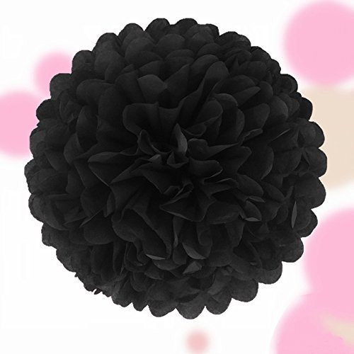 PomPoms und Wabenbälle - Wunderschöne Dekoration - 20, 25, 30 cm - Hochwertige Qualität! (PomPom 25 cm - Schwarz)