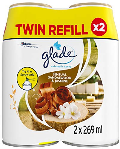 Glade Automatic Air Freshener Refills, Odour Eliminator & Room Spray, Sandalwood & Jasmine, Duo Pack (2 x 269ml)