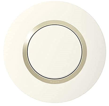 Legrand - Plaque de finition ronde dooxie 1 poste finition blanc mat avec bague dune brillante (jaune)