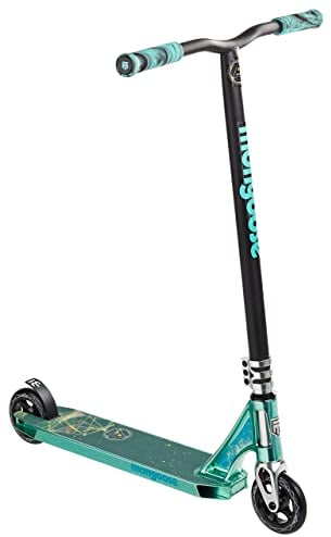 Mongoose Rise 110 Expert Freestyle-Stunt-Roller für Jugendliche und Erwachsene, stoßfeste 110-mm-Räder, Griffe im Fahrradstil, Deck aus Leichtmetall, Türkis/Schwarz