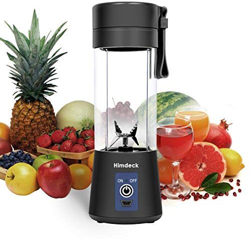 Personal Blender, Portable Blender for Smoothies and Shakes Handheld Electric Fruit Mixer Machine Six Blades 380mL USB Rechargeable Ice Mini Juicer Cup Home/Office/School/Outdoors (Black)