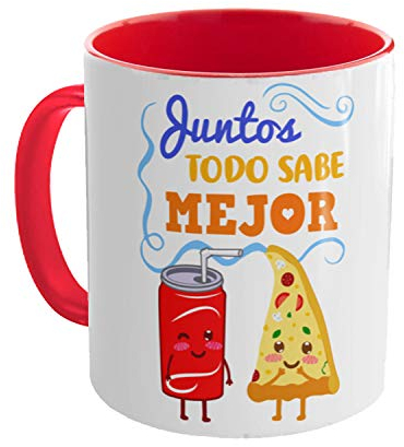 Kembilove Taza Graciosa Pareja - Taza de Desayuno Juntos Todo Sabe Mejor - Regalo Original de Taza de café con Frases graciosas - Regalo Original Novias, Novios, Parejas, Enamorados, San Valentín