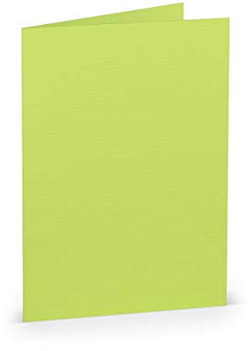 PAPERADO 25 Faltkarten DIN B6 Maigrün gerippt Hell-Grün Gelbgrün - Doppelkarten vorgefaltet blanko 220 g/m² - 12 x 16,9 cm - Klappkarten Basteln Einladungskarten Hochzeit Kommunion