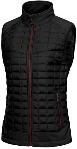 Little Donkey Andy Leichte Puffer Weste Damen Warme Ärmellose Outdoorjacke Wandern Reisen Laufen, Black L