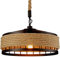 Industrial Vintage Plafonnier Corde de chanvre Suspension Rétro Vintage Corde Luminaire Lustre Rond Suspension Réglable E27 Industrial Lampe
